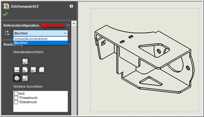 工程图视图中的配置 工程图视图中的配置