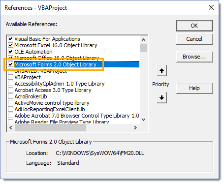启用Microsoft表单对象库 启用Microsoft表单对象库