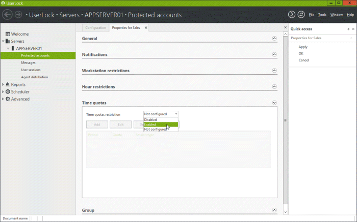 启用时间配额 启用时间配额