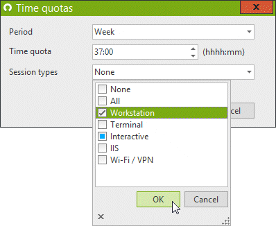 设置配额会话类型 设置配额会话类型